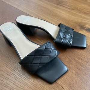 Vince Camuto Black Braid Woven Kitten Heel